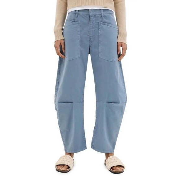Nili Lotan Shon Pants 4 Vintage Blue Barrel Leg Cotton - Picture 2 of 8